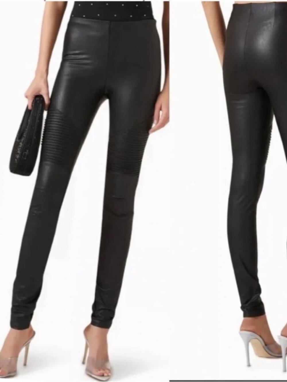 NEW NWOT! GOOD AMERICAN VEGAN FAUX LEATHER MOTO LEGGINGS PULL ON STRETCH sz XL